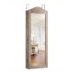 Wall-mounted jewelry armoire cabinet with full-length mirror, featuring rustic design and organized storage for.