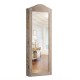 Jewelry armoire cabinet with a rustic wood finish and full-length mirror, perfect for wall or door mounting.