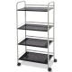 4-tier rolling cart storage rack with rust-resistant steel, featuring lockable casters, ideal for organizing in any.