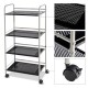 Detail view of the 4-tier rolling cart storage rack showcasing the sturdy construction and smooth-rolling lockable.