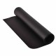 Rolled high density black PVC gym mat, 78 x 36 x 0.25 inches, designed to minimize vibrations and protect surfaces.