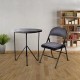 Folding chair set with upholstered seat and fabric backrest, featuring a lightweight design for easy storage and.
