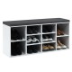 10-cube organizer entryway padded shoe storage bench in white with removable cushion and adjustable shelves for.