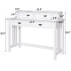 Home Office Writing Mission Computer Desk with 4 drawers and floating organizer, white finish, ideal for workspace.