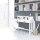 Home Office Writing Computer Desk in white with 4 drawers and a floating organizer for a tidy workspace.