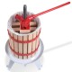 1.6-gallon fruit wine press with oak wood basket and steel base, ideal for making juice from apples and pears.