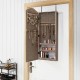 Wall-mounted jewelry armoire cabinet with mirror, featuring hooks for necklaces and shelves for organized storage.