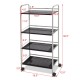 4-tier rolling cart storage rack with heavy-duty steel, 19.5-inch width, ideal for organizing in office or kitchen.