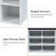 10-cube organizer with white chipboard, featuring removable cushions and ample open storage for entryway or living room.