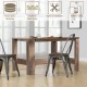 Counter height dining table with solid wood grain, easy to clean surface, perfect for dining room or kitchen use.