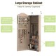 Wall-mounted jewelry armoire cabinet with mirror, featuring 3 shelves, 60 ring slots, and hooks for necklaces and.