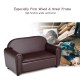 Child-sized brown sofa armrest chair with storage function, sturdy wood frame, perfect for kids' play and relaxation.
