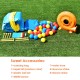 Colorful accessories for the Inflatable Kids Slide Bounce House, including balls, stakes, and a 580w blower for outdoor.