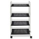 4-tier rolling cart storage rack with rust-resistant steel, featuring guardrails and lockable casters for easy mobility.