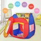 Colorful portable kid play house tent with mesh windows and 100 balls, perfect for imaginative play at home or outdoors.