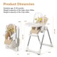 4-in-1 foldable baby high chair in yellow with adjustable heights, removable tray, and free toy bar for versatile use.