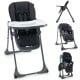 3-in-1 convertible baby high chair in black with adjustable height, backrest, and footrest for versatile use.