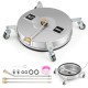 Stainless steel 4000PSI pressure washer surface cleaner with 16.5-inch diameter and 4 casters for easy maneuverability.
