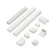 Decorative PVC slim line cover kit with various fittings for mini-split and central air conditioners, ensuring.
