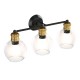Modern 3-light bubbled glass vanity light with black and gold finishes, ideal for bathroom or vanity decor.