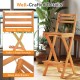 Acacia wood bar height chair with backrest and footrest, featuring a breathable slatted design for outdoor comfort.