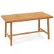 Acacia wood dining table for 6 with slatted top and umbrella hole, perfect for outdoor dining and gatherings.