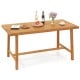 Acacia wood dining table for 6 people, featuring a slatted top and umbrella hole, perfect for outdoor dining areas.