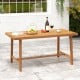 Acacia wood dining table for 6 people, featuring a smooth surface and slatted design, perfect for outdoor dining.