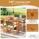 Acacia wood dining table with a 1.97" umbrella hole and bottom holder, perfect for outdoor dining setups.