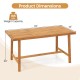 Acacia wood dining table dimensions showing 63" x 32" x 30", designed for 6 people, ideal for indoor and outdoor use.