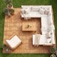 Acacia wood interlocking deck tiles arranged on a patio, showcasing natural beauty and easy setup for outdoor use.