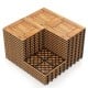 Acacia wood interlocking deck tiles with a diamond-shaped PP base, ideal for patio, balcony, or poolside use.