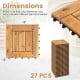 Acacia wood interlocking deck tiles, 12"x12", 27 pieces, ideal for patio and poolside use, showcasing natural beauty.