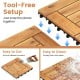 Acacia wood interlocking deck tiles with tool-free setup, easy to cut and clean, ideal for patio and poolside use.