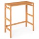 Acacia wood outdoor bar table with slatted tabletop, foldable design for easy storage, perfect for balcony or patio use.