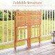 Foldable acacia wood outdoor bar table with slatted tabletop, perfect for space-saving storage on your balcony.