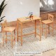 Acacia wood outdoor bar table with slatted top and sturdy build, perfect for enhancing your backyard or poolside.