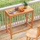 Acacia wood outdoor bar table with slatted tabletop, perfect for balcony use and space-saving storage.