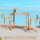 Acacia wood outdoor bar table with slatted tabletop, ideal for balcony or patio, featuring a foldable design for easy.