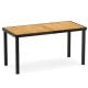 Acacia wood outdoor dining table with a 1.97" umbrella hole, seating up to 6 people, suitable for patio or garden use.