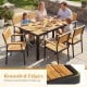 Acacia wood outdoor dining table with rounded edges, seating 6, featuring a 1.97" umbrella hole for patio use.