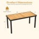 Acacia wood outdoor dining table with 1.97" umbrella hole, 58" x 27" dimensions, suitable for 6 people.