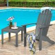 Gray acacia wood Adirondack chair with ergonomic design, perfect for outdoor relaxation by the poolside.
