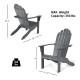 Gray acacia wood outdoor Adirondack chair with ergonomic design, featuring a 350 lbs weight capacity for patio.