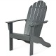 Gray acacia wood Adirondack chair with ergonomic design and wide armrests, perfect for outdoor relaxation on patio or.