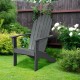 Gray acacia wood Adirondack chair with ergonomic design, perfect for outdoor relaxation in garden or patio settings.