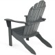 Gray acacia wood Adirondack chair with ergonomic design, featuring wide armrests and a classic slat style for outdoor.