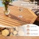 Octagonal acacia wood outdoor folding dining table for 4, featuring a slatted tabletop and sturdy X-shaped frame.