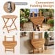 Acacia wood outdoor folding dining table with slatted tabletop, designed for 4, ideal for patios and gardens.