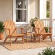 Natural acacia wood outdoor patio chairs with wide armrests and curved seats, perfect for garden relaxation.